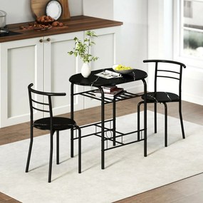 HOMCOM Set Masă Modernă cu 2 Scaune pentru Dining, Set 3 Piese Economisitoare de Spațiu pentru Bucătărie, Balcon, Restaurant sau Bar, Maro și Negru | Aosom Romania