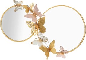 Oglindă de perete Mauro Ferretti Farfalle, 81 x 52,5 cm, auriu - roz