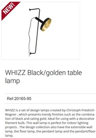 Lampa de perete design modern WHIZZ negru/auriu