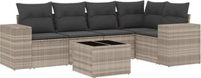 vidaXL Set canapele de grădină cu perne, 6 piese gri deschis poliratan