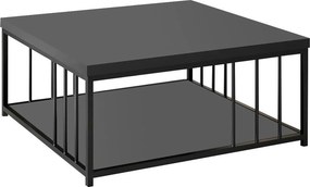 Masuta cafea Zenn, gri antracit/negru, PAL melaminat/metal, 90x90x40 c