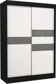 Dulap cu usi glisante 150x215 cm, Batia, ADRK Furniture (Culoare: Alb / Gri Lacobel)