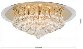 Plafoniera eleganta cristal K9 diam. 50cm Gloria DLU 2378/6/50 gold OR