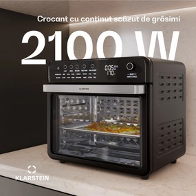 Klarstein Air Glaze Digital friteuză cu aer cald, 2100 W, 16 programe, aplicație, 34 litri, include set de accesorii