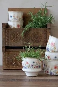 Ghiveci din ceramică cu flori de câmp, crem, H10,5/D12 cm, „Fleurville”