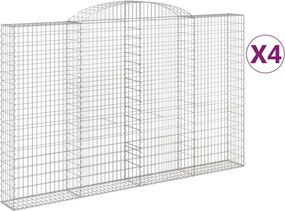 vidaXL Coșuri gabion arcuite 4 buc, 300x30x180/200 cm, fier galvanizat