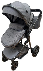 Carucior 2 in 1 cu cos de cumparaturi, transformabil, ușor și practic pentru copii 0-36 luni - CPC-34-gri