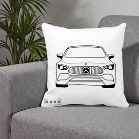 Perna Personalizata Mercedes-Benz Fata Linie, 40x40 cm, Alba Mata, Husa Detasabila, Perna Inclusa, BEKZ®