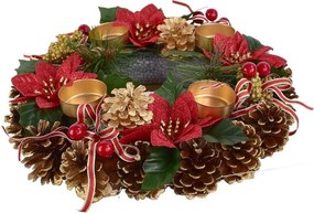 Dommio Coroniţă de Advent din conuri POINSETTIA cu fundiţe, 30 cm