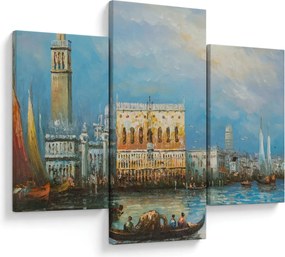 Tablou - Gondola care trece prin Veneția, pictură în ulei (90x60 cm)