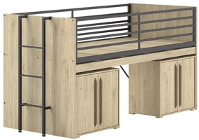 Set SAM în finisaj de stejar este format dintr-un Pat copii (90 x 200 cm) și 2 cufere cu uși.