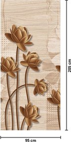 Fototapet pentru ușă - Flori maro abstract (95x205cm)