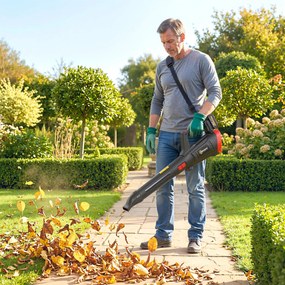 Outsunny Suflător cu Baterie 18V, Suflător de Frunze cu 2 Baterii 4Ah, Motor Brushless 600W, 3 Trepte Viteză 149 km/h, Turbo Boost, 2 Țevi, Încărcător, pentru Grădină Frunze Zăpadă Praful | Aosom Romania