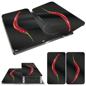 Set 2 protecții din sticlă pentru aragaz Wenko Peperoni, 52 x 30 cm