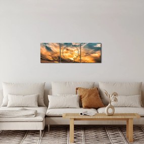 Tablou cu nori (cu ceas) (90x30 cm)