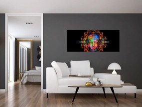 Tablou - Bustul lui Buddha în culori neon (120x50 cm)