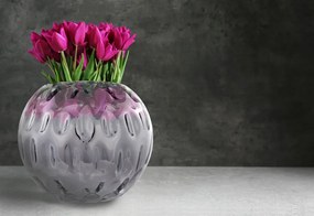 Vaza de sticla Areca II Argintiu