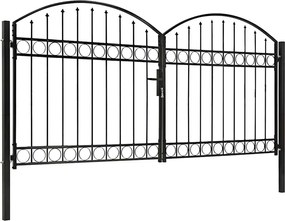 vidaXL Poartă de gard Assen Ușă dublă cu partea superioară arcuită din oțel 300x125 cm