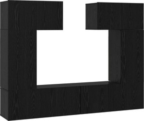 vidaXL Set comodă TV Pe perete 6 pcs Stejar Negru Lemn compozit