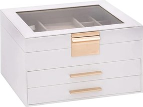 vidaXL Cutie de bijuterii 3 straturi alb 23x20,5x14 cm