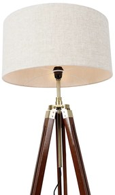 Lampă de podea din alamă cu abajur gri deschis, trepied 50 cm - Cortin