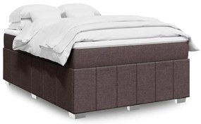 vidaXL Pat box spring cu saltea, maro închis, 140x200 cm, textil