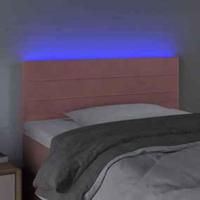 Tablie de pat cu LED, roz, 90x5x78 88 cm, catifea 1, Roz, 90 x 5 x 78 88 cm
