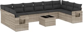 vidaXL Set canapele de grădină cu perne, 11 piese, gri, poliratan