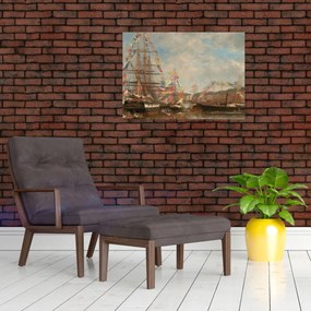 Tablou - Eugène Boudin, Festival in the Harbor of Honfleur, reproducere (70x50 cm)