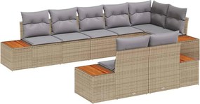 vidaXL Set de canapele pentru grădină cu pernă 8 pcs Bej Rattan poli
