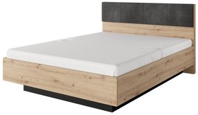 Pat matrimonial 160 cm Tallin (cu sp. depozitare) (fără saltea și somieră) (Stejar artisan + antracit). 1071399