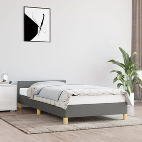 347376 vidaXL Cadru de pat cu tăblie, gri închis, 90x190 cm, textil