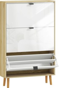 HOMCOM Dulap de pantofi subțire modern cu 3 sertare rabatabile pentru 24 de perechi de pantofi, Alb | Aosom Romania