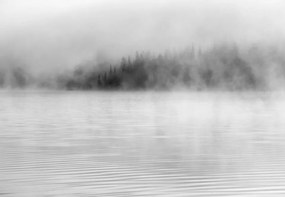 Fototapet- Ceață peste Lac – Alb-Negru