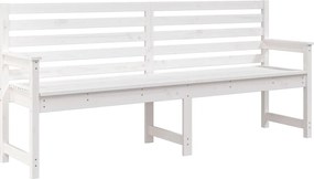 vidaXL Bancă de grădină, alb, 203,5x48x91,5 cm, lemn masiv de pin