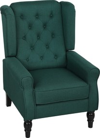 HOMCOM Fotoliu elegant cu urechi, bine tapițat, husă detașabilă, 74 x 86 x 102 cm, Verde închis | Aosom Romania