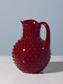 Carafă din ceramică roșu granat, 2 L, cu model hobnail în relief, 23,5 x 19,5 x 15,5 cm, „Pointe de Diamant”