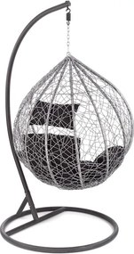 Fotoliu suspendat Eggy ratan gri/negru - H195 cm