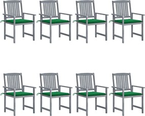 vidaXL Scaune de grădină cu perne, 8 buc., gri, lemn masiv de acacia