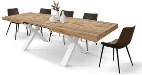 Masa Linda extensibila, blat PAL - BLAT RUSTIC, PICIOR ALB - 180 cm / 90 cm / 77 cm