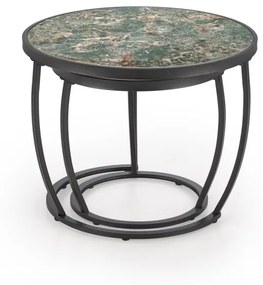 Set 2 mese de cafea Ines marmura verde/negru