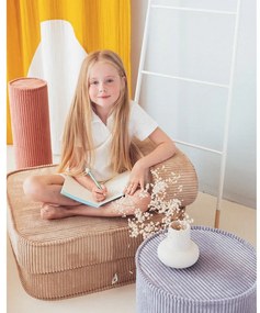 Puf de copii albastru cu tapițerie din catifea reiată – Wigiwama