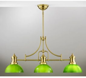 Lustră cu tijă PLATINO Jupiter 2074, 3xE27/15W/230V, verde/auriu