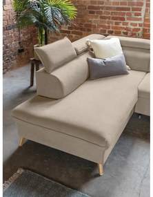 Colțar bej extensibil cu tapițerie din catifea (cu colț pe partea stângă /în formă de "U") Sweet Harmony – Miuform