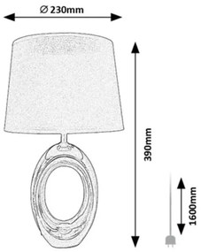 Lampa de masa ceramica bronz abajur negru Dalora