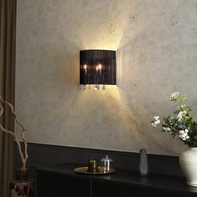 Aplică clasică crom cu abajur negru - Ann-Kathrin 2