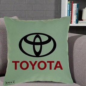 Perna Personalizata cu emblema Toyota, 40x40 cm, Verde, Husa Detasabila, Perna Inclusa, BEKZ®