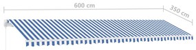 Copertina retractabila manual, albastru si alb, 600x350 cm Albastru si alb, 600 x 350 cm