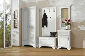 Mobilier hol cu oglinda IDENTO 2, alb, PAL melaminat, format din cuier