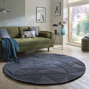 Covor gri antracit țesut manual rotund din lână ø 160 cm Shard Charcoal – Flair Rugs